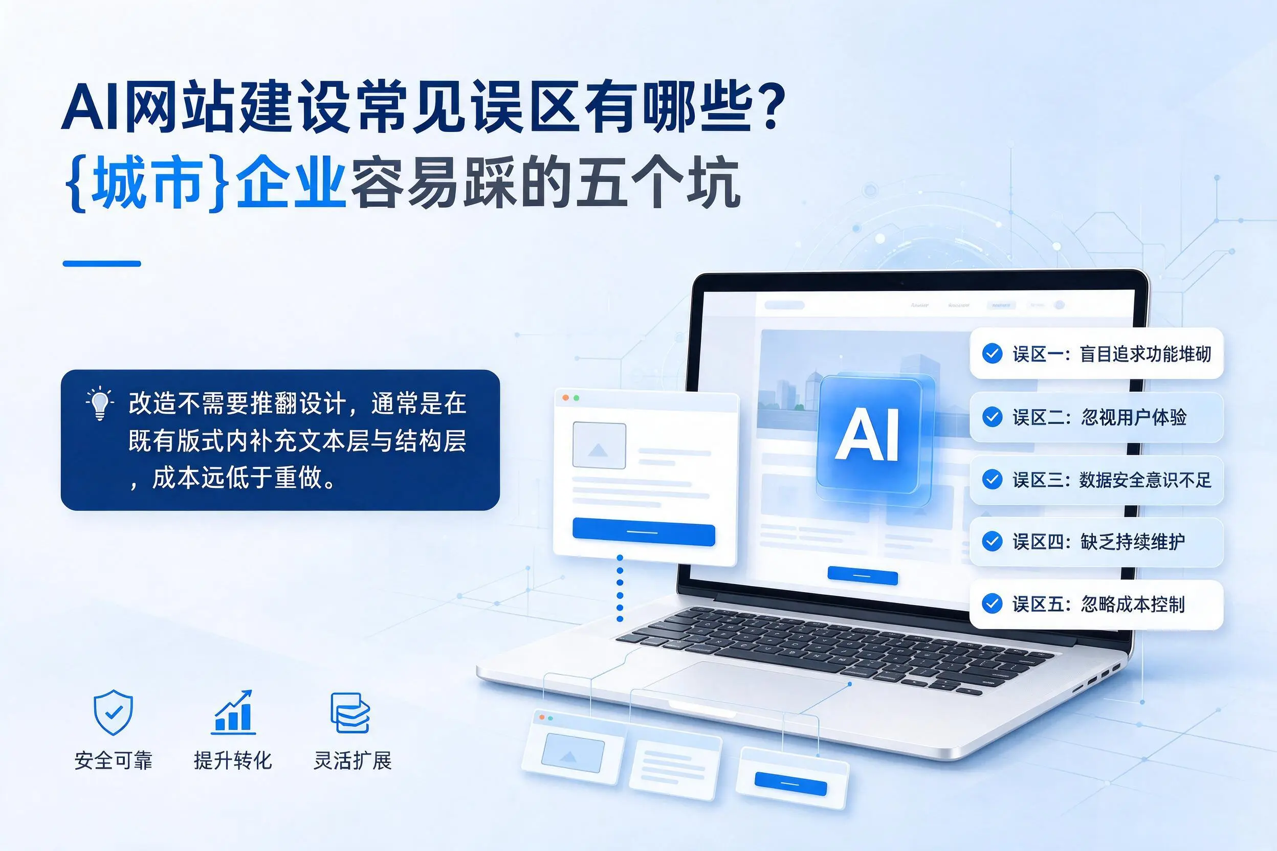 AI网站建设常见误区有哪些？大连企业容易踩的五个坑